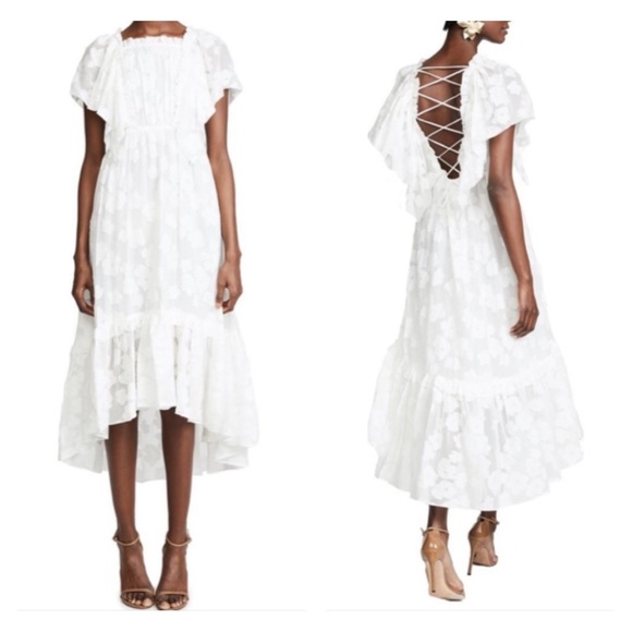 Ulla Johnson Mildred Floral Fil Coupe Ruffles Silk Blend Midi Dress - Picture 2 of 16